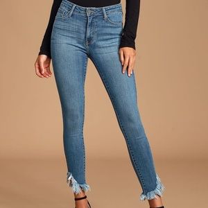 NWT Just Black Teigan High Rise Raw Hem Skinny Jeans - medium wash